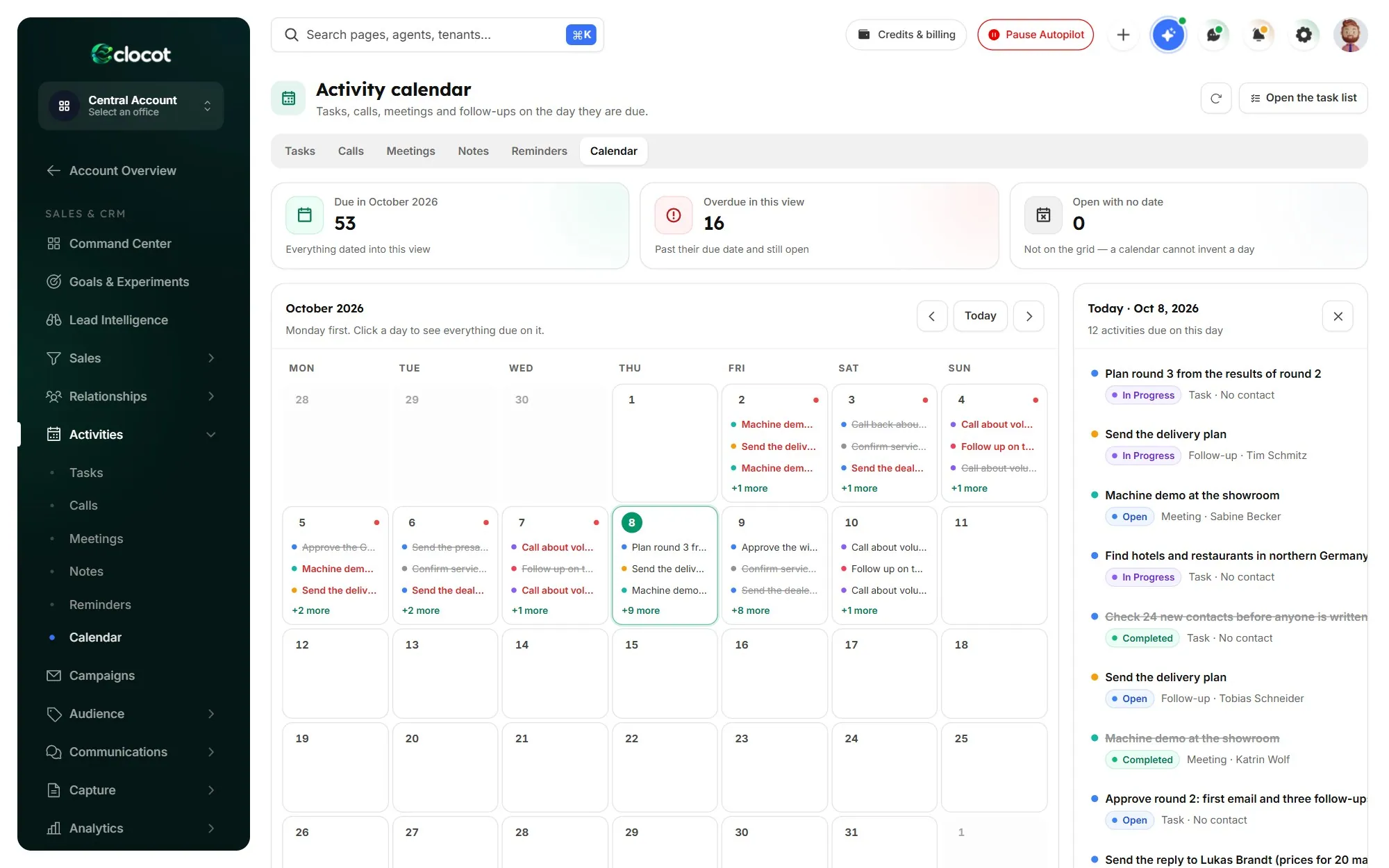 The activity calendar