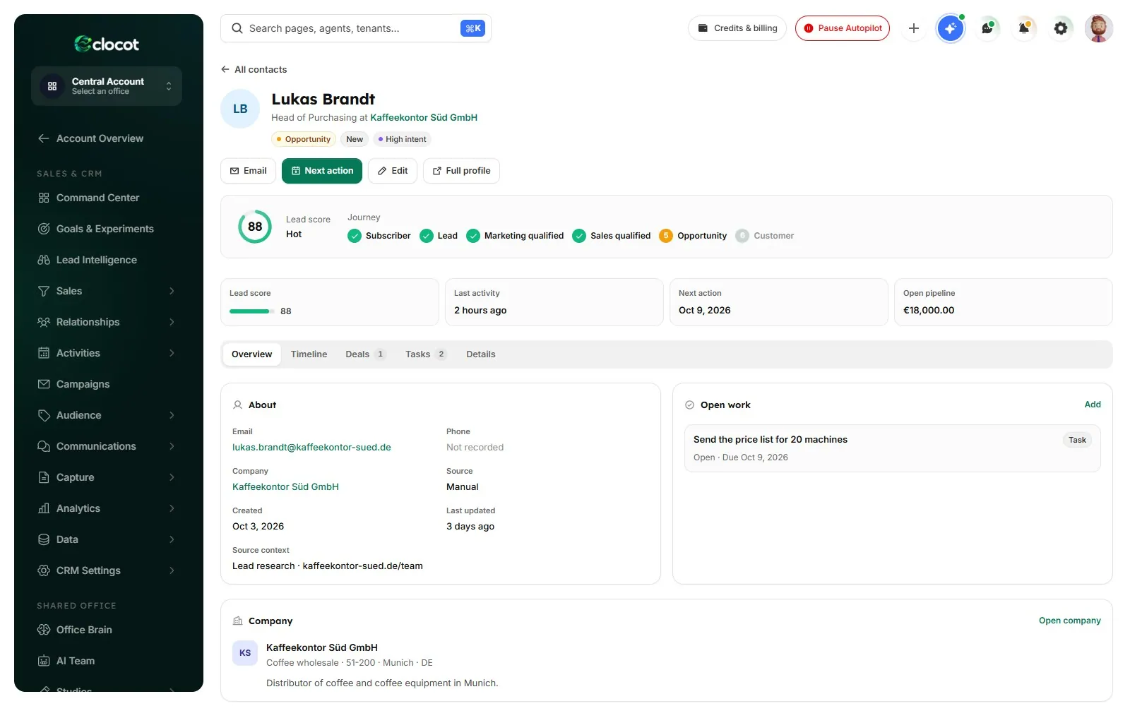 Contact 360 in the AI Sales & CRM Office